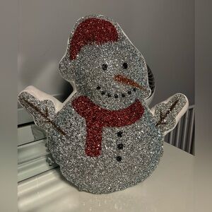 RHINESTONE sparkle snowman pillow